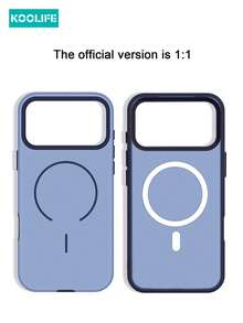 KOOLIFE 1个双色磨砂磁吸手机壳，PC+TPU防震保护套，兼容MagSafe，适用于Apple 17/17Pro/17ProMax/16/15 - 藍色 - 查看 4