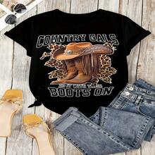 Country Gals Graphic T-Shirt, 100% Cotton Oversized Soft Breathable Casual Crewneck Short Sleeve Top, Retro Western Style Tee for Women & Country Music Lovers - Negro - Ver 6