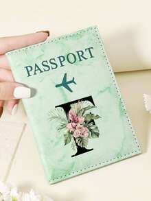 1pc A-Z 26 Letters Fashionable Letter Print Stylish Burgundy Passport Cover, Premium PU Leather Passport Wallet With Multi-Card Pockets For Credit Cards, Boarding Passes, And IDs, Compact And Portable Travel Essentials Organizer For Women, Men - Pink - View 50
