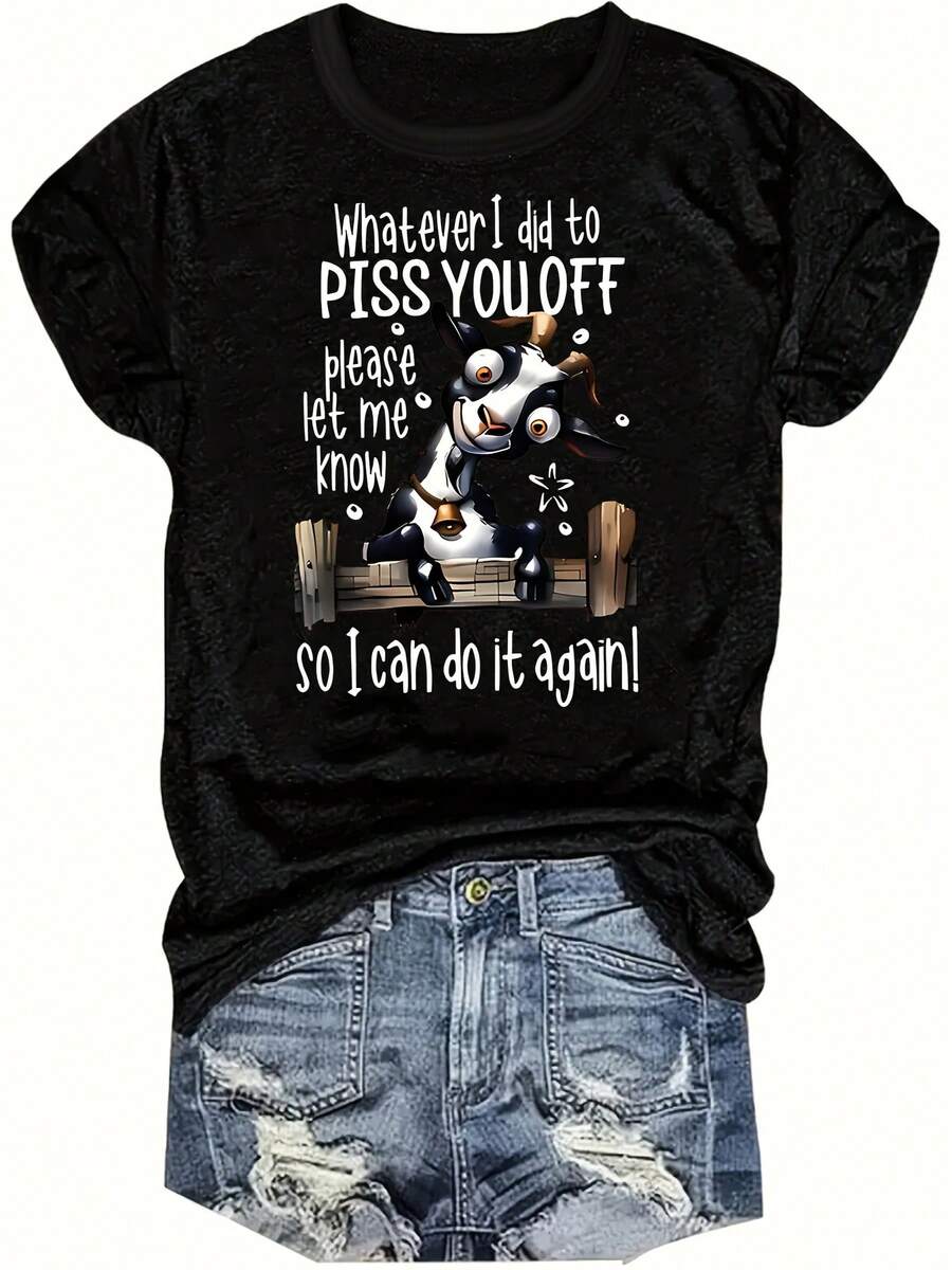 Camiseta de Talla Grande para Mujer con Estampado de Vaca y Letras - Blusa Casual de Manga Corta y Cuello Redondo, Ajuste para Todas las Estaciones, Lavable a Máquina, Ideal para Capas o Outfits Solos - Tallas Grandes (Diseños de Vaca y Letras)