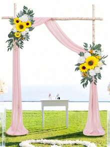 2pcs/Set Wedding Birthday Arch Wreath, Rustic Faux Flower Decor, Green Leaf Peony Sunflower Garland, Home Decor, Wall Decor, Anniversary Party Decoration, Mother's Day Graduation Gift - Multicolor - View 5