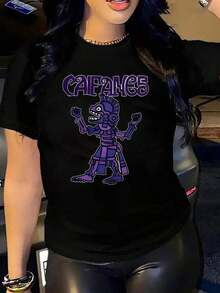 Suave Camiseta Negra Estilo Punk con Gráfico de Calavera Mexicana en Algodón para Mujeres Jóvenes - Tamaños S-3XL - Moda Casual -  Juvenil, blusas para mujer>camisa - Negro - Ver 1