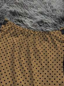 Vestido mini sin tirantes con estampado de lunares de color contrastante para mujer - Camel - Ver 2