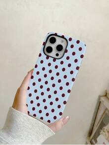 Ốp điện thoại màu xanh chấm bi Mocha, tương thích với iPhone 17/16/15/14/13/12/11 Pro Max - Màu xanh lam - Xem 3