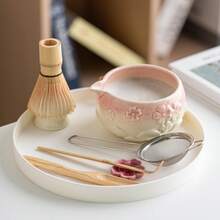 1件/7件套莲花口抹茶茶具套装，包含抹茶碗、抹茶筅、茶漏、抹茶杯、搅拌棒、茶匙、茶碗套装、抹茶冲泡工具、甜点和饮品制作工具、日式礼盒、松金抹茶搅拌套装、抹茶爱好者礼物、返校套装、节日礼盒 - 彩色 - 查看 3