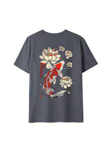 Women's Summer T-Shirt With Letter Print, Round Neck And Short Sleeves, Casual Style, Loose And Versatile For Vacation, Summer Fashion For Daily And Festive Wear, Black - 深灰色 - 查看 3