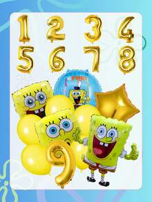 SpongeBob SquarePants 角色氣球套組含1-9歲生日裝飾氣球，適合主題派對背景、桌面中心裝飾及牆面點綴，適用於各種慶祝場合 - decorative set - 查看 7
