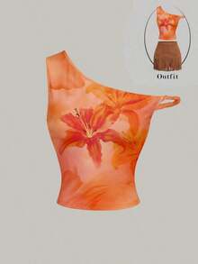 4 PIEZAS Parte superior asimétrica de hombro casual para mujer, para uso en el país, vacaciones en la playa, fiesta del té, modesta, baile de graduación, tops lindos, Día de San Valentín, club, verano, vacaciones de primavera, tops brillantes, d - Multicolor - Ver 8