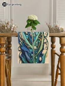1pc Peacock Feather Printed Tablecloth, Available In Multiple Sizes, Suitable For Home Dining, Kitchen Decor, Home Decoration, Outdoor Party And Restaurant Decor, Linen Texture Appearance - Multicolor - View 1