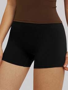 TimeOff 1 pieza Pantalones cortos deportivos de mujer con ajuste ceñido y diseño en V cruzado en la cintura - Negro - Ver 3