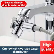 1 Set Stainless Steel 3-Way Diverter Valve | Diverter Valve, Tape, Gasket, Adapter - 1/4 To Quick Release M22/M24 Universal Interface | For Kitchen & Bathroom Sink | Handheld Shower & Faucet One-Touch Switch - Fractionator - View 4