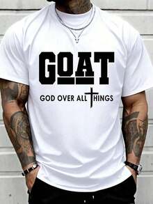 Camiseta de Algodón 100% con Impresión Divertida de Jesús Cristiano, Cuello Redondo de Manga Corta, Adecuada para Todas las Estaciones, Ropa de Hombre LK5M - Blanco - Ver 12