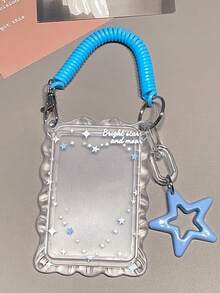 1 PC 2D Ins Style Transparent Lace Card Holder, Simple & Elegant, For Student ID, Bus, Subway, Campus Meal Card And Photocards With Cute Star & Spring Pendant - Multicolor - View 8