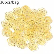 30 hạt acrylic hình hoa hồng, mạ AB, đáy phẳng, trong suốt, đường kính 19mm, được dập nổi hình hoa hồng, hoàn hảo để tạo ra các loại trang sức như vòng tay và dây chuyền. - Hoa hồng mạ vàng - Xem 12