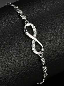 1pc Women's Adjustable Infinity Love Symbol Bracelet, Minimalist Summer Jewelry - Silver - View 2
