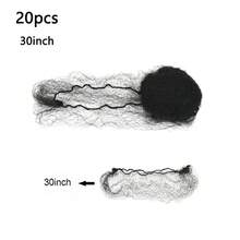 20pcs 10mm Black Nylon Invisible Hair Nets | Disposable Braided Mesh For Styling And Protection, 18/24 Inch Size - Unisex, Durable And Snug Fit - View 8