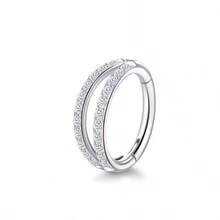 1 chiếc/bộ Khuyên mũi bằng thép không gỉ 316L đính đá Zirconia, cỡ 16G, Khuyên septum hai lớp, Khuyên septum, Khuyên môi, Khuyên septum, Khuyên helix, Khuyên sụn, Khuyên septum, Trang sức xỏ lỗ septum - Bạc - Xem 14
