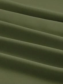 Vestido de tirantes unicolor de muslo con abertura - Verde militar - Ver 3