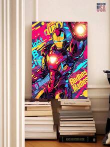 1PC Wooden Frame Classic Cartoon Character Print Canvas Poster,Retro Superhero Print Decor,Home Decor Canvas Poster,Unique Wall Art,For Bedroom Living Room Corridor, Wall Art, Wall Decoration, Room Decoration,Stretched And Framed Ready To Hang - A - Xem 1