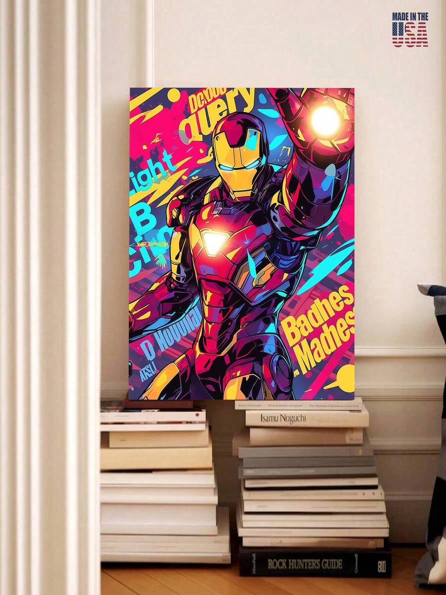 1PC Wooden Frame Classic Cartoon Character Print Canvas Poster,Retro Superhero Print Decor,Home Decor Canvas Poster,Unique Wall Art,For Bedroom Living Room Corridor, Wall Art, Wall Decoration, Room Decoration,Stretched And Framed Ready To Hang - A - Xem 1