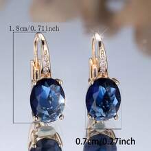 Vanel 1 Pasang Anting Statement Chic, Desain Batu Aksen Menjuntai, Perhiasan Fashion Romantis untuk Pemakaian Sehari-hari - kuning keemasan-biru - View 6