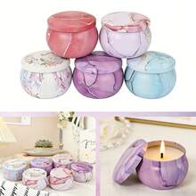 52pcs 2.5oz Round Marble Pattern Candle Jars With Wicks, Empty Jars Suitable For Candle Making, Home Decor And Housewarming Gifts - 52pcs/8sets - View 4
