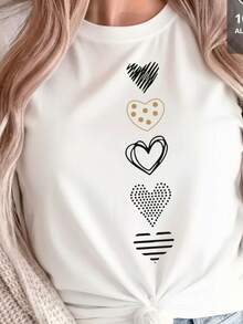 Vertical White And Gold Hearts - 100% T-Shirt - Black - View 8