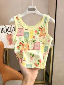 Camiseta de tirantes ajustada de unicolor con contraste para mujer - Multicolor 3 - Ver 3