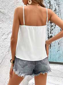 Top Camisola Con Patchwork De Encaje - Blanco - Ver 4