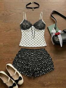 Camiseta ajustada de mujer con patrón ondulado de punto - Blanco y Negro 2 - Ver 4