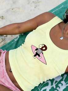 Top de camisola casual de vacaciones para mujer decorado con cuentas y estrellas de mar - Blanco 13 - Ver 4