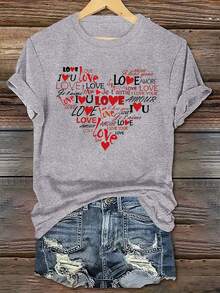 (001 # 5. 5 Fashionable Women's T-Shirt, Round Neck Printed Design T-Shirt, Casual Short Sleeve T-Shirt For Women, A Very Distinctive Printed T-Shirt / Unisex Style / Suitable For Both Men And Women / Wrinkle Resistant / Breathable - 黑色 - 查看 8