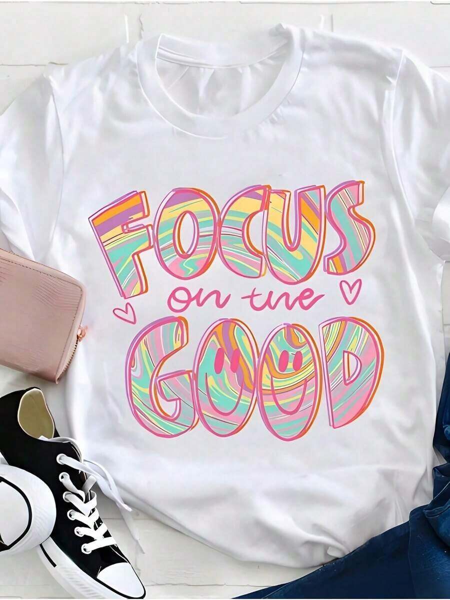Camiseta motivacional suave de 1 pieza, camiseta blanca de algodón puro con cuello redondo, adecuada para el Día de la Madre, Pascua, aniversario del Día de San Valentín, regalo de San Valentín, para hombres y mujeres, manga corta, camisetas de mujer, camisetas gráficas, camisetas gráficas para mujer, camiseta de verano, camiseta casual, camisetas de verano, tops, conjuntos de verano para mujer, camiseta casual cómoda de manga corta con cuello redondo, blusas elegantes para dama. - Blanco - Ver 1