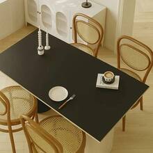 1pc Solid Color Tablecloth, Large Size Table Cover, Dining Table Mat, Desk Pad, Office Desk Mat, PU Leather Material, Waterproof And Oilproof, Suitable For All Kinds Of Table Tops & Countertops, Daily Home Decoration, Modern Minimalist Style - Black - View 55
