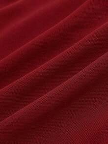 Camiseta ajustada casual de mujer con volantes y lunares, con lazo - Rojo - Ver 3