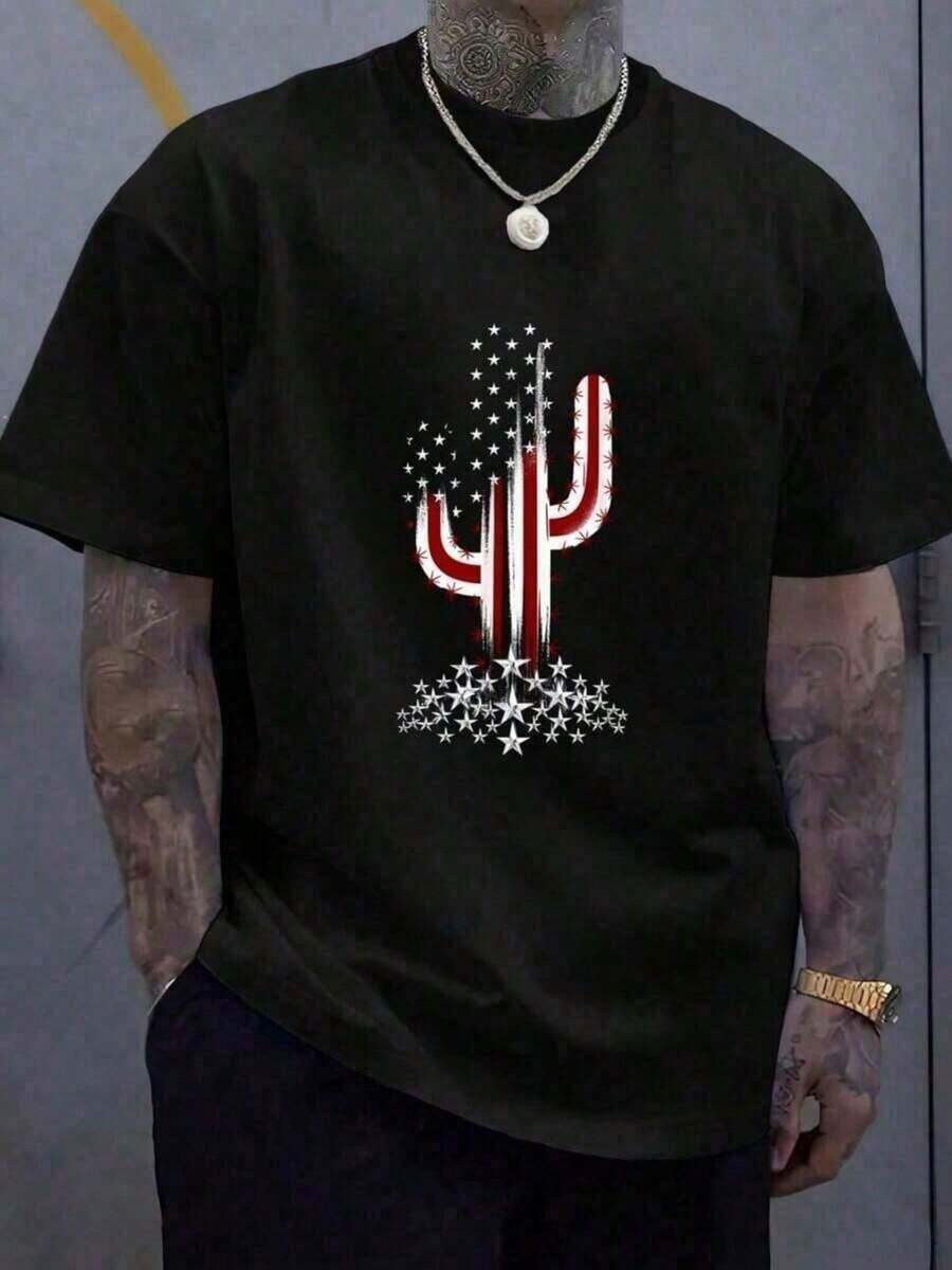 1 Piece Ben Drankin Funny T-Shirt For The 4th Of July, Humorous, Patriotic, Memorial Day, 100% Cotton, 180g, JPG - 黑色 - 查看 1