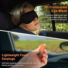 [Hat-Attached Neck Pillow]Foam Travel Pillow Office Or Car Use During Long Flights Includes Eye And Earplugs; Portable And Foldable Deep Relaxation - Xám (Không lông) - Xem 5