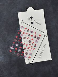 1 miếng dán móng tay dập nổi, dẻo, họa tiết thần Cupid dễ thương với môi đỏ, hoa hồng và trái tim, bề mặt bóng, hình dạng bất đối xứng, món quà hoàn hảo cho phụ nữ trong các dịp lễ hội. - Nhiều màu - Xem 2