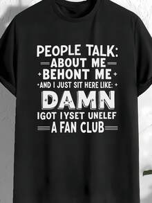 Camiseta coreana para mujer "La gente habla de mí" Humor de K-Drama - Talla grande - Manga corta - Cuello redondo - Top casual de verano con estampado de texto coreano, adecuada para fans de K-Drama. - Blanco - Ver 6