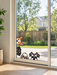 1 Set Stiker PVC Kartun Anjing Mengintip Lucu - Stiker Landak Menggemaskan, Dua Sisi, Dapat Dilepas, Hasil Akhir Matte, Cocok untuk Kaca dan Dinding - Sempurna untuk Dekorasi Kamar Tidur, Kamar Mandi, dan Jendela Mobil, Meningkatkan Visibilitas, Hewan Peliharaan yang Menggemaskan, Dekorasi Rumah - A - View 1