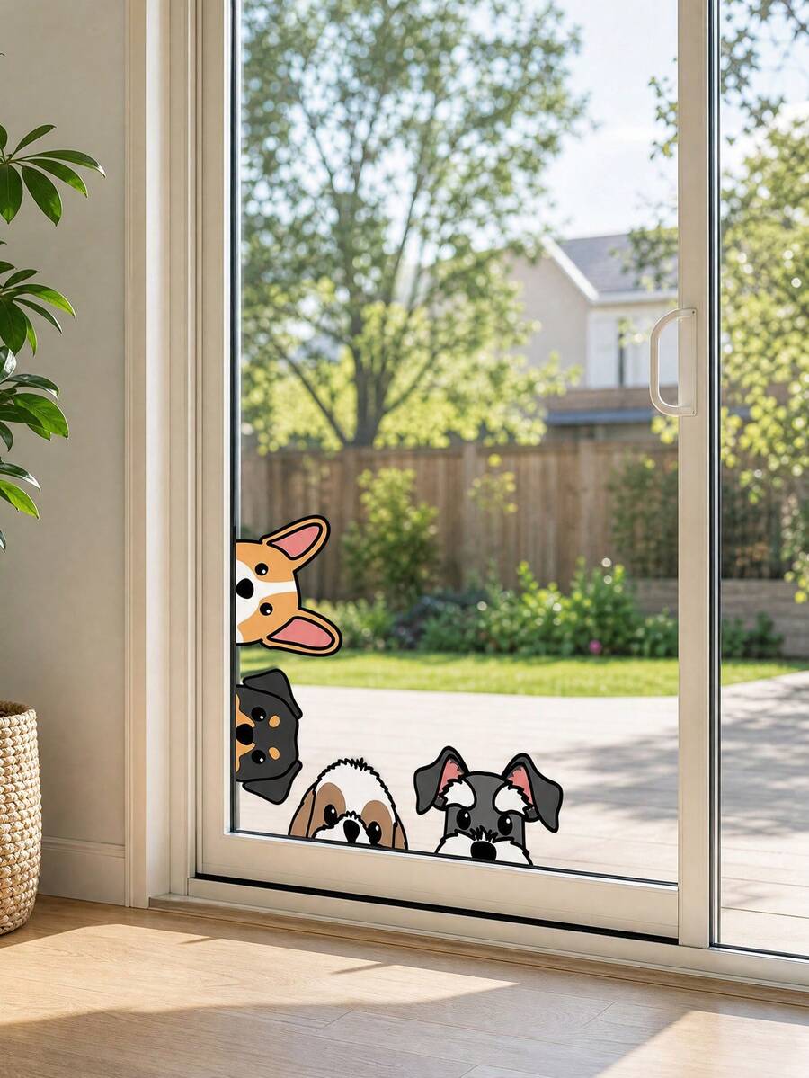 1 Set Stiker PVC Kartun Anjing Mengintip Lucu - Stiker Landak Menggemaskan, Dua Sisi, Dapat Dilepas, Hasil Akhir Matte, Cocok untuk Kaca dan Dinding - Sempurna untuk Dekorasi Kamar Tidur, Kamar Mandi, dan Jendela Mobil, Meningkatkan Visibilitas, Hewan Peliharaan yang Menggemaskan, Dekorasi Rumah - A - View 1