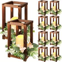 1pc Vintage Wooden Candle Lantern: Rustic Style Candle Lighting Decor, Suitable For Wedding, Christmas, Halloween, Thanksgiving, Birthday Party, Valentine's Day And Tabletop Decoration - Multiple Styles - View 6