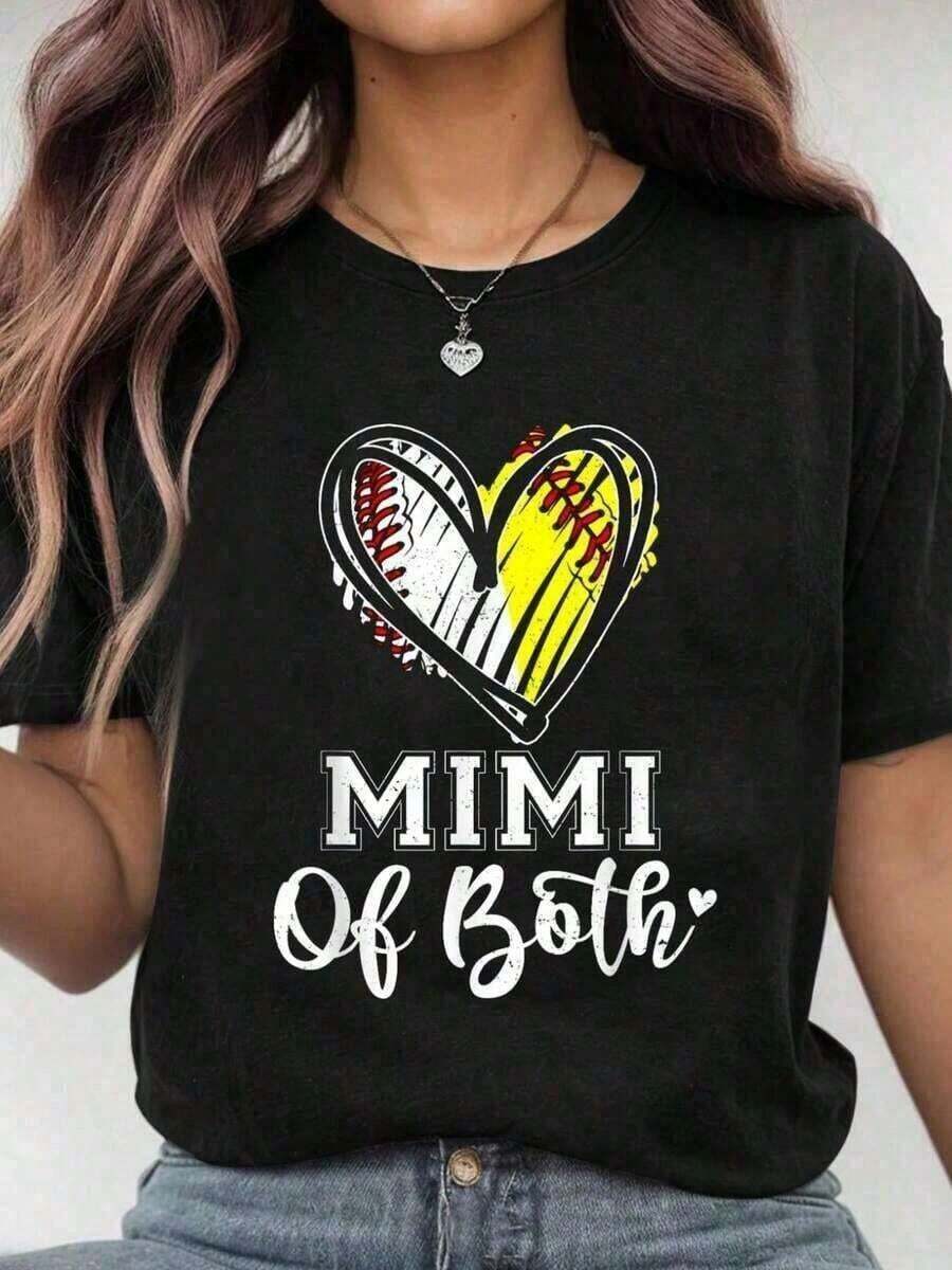 ropa de mujer 1 pieza 100% Algodón Mimi Of Both Baseball Softball Grandma Mothers Day-Shirt Camisetas Gráficas Casuales para Mujer y Hombre - Camisetas Gráficas Básicas para Mujer Camisetas de Manga Corta Casuales para el Día de la Madre Camisetas Gráficas Camisetas Gráficas Occidentales Ropa para Hombre Camisas Para Hombre Camisetas Gráficas Ropa de Mujer Tops de Verano Camisetas Gráficas Camisas de Mujer - Negro - Ver 1