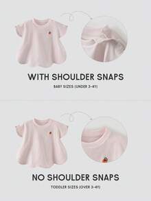 mini bala 2026 Summer Soft & Breathable Petal Design Baby Short Sleeve Top - White Red - View 6