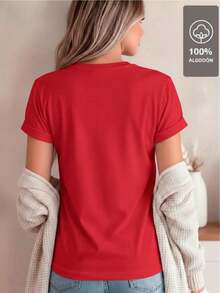 ComfortableLove & Coffee Animal Print - 100% Cotton T-Shirt, G (S-XXXL) Loose And Versatile Short-Sleeved T-Shirt For Women - 黑色 - 查看 10