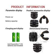 EMS Muscle Stimulator, Abdominal Pulse Massager For Waist And Abdomen Workout, Home And Office Use - 黑色 - 查看 8