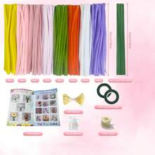 624/1024pcs Pipe Cleaner Handmade Set, Pipe Cleaner Flower Making Kit, 8 Colors Flower Making Set With Fuzzy Stems, Floral Wire, Gardening Tape, Stamens, Pearls, Instruction Manual And Ribbons - Multicolor - View 4