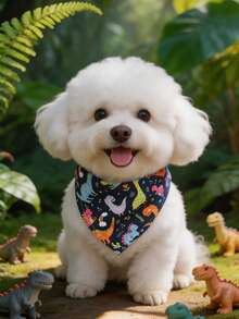 Bavoir triangulaire mignon et doux pour animaux de compagnie, bavoir pour baver, convient aux chats et chiens de la maison - Bleu azur - Voir 2