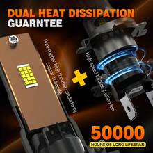 HYNBYZJ 2 bóng đèn LED H7H4 H1 80000LM Canbus không báo lỗi, có quạt, chip CSP, đèn pha mini xoay 360 độ, 12V, 6000K trắng. - A - Xem 5