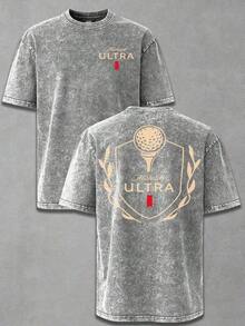 Michelob Ultra Golf Ball Wash Men's Oversized Vintage Distressed Cotton Graphic T-Shirt, Short Sleeve, 100% Cotton, Loose Fit, Retro Urban Sport Style, Casual, Golf And Beer Aesthetic, Loose Fit, 100% Cotton, Gift (Retro Style, Unisex, Heavyweight) - 黑色 - 查看 6